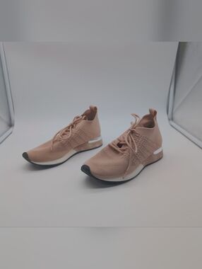 14th & Union Rorie Fab Sz 7 Women's Blush Knit Lace-Up Sneaker